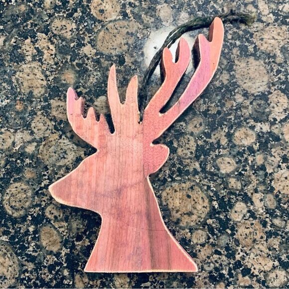 Rustic Wooden Deer Antlers Christmas Ornament or Gift Topper - Picture 1 of 6